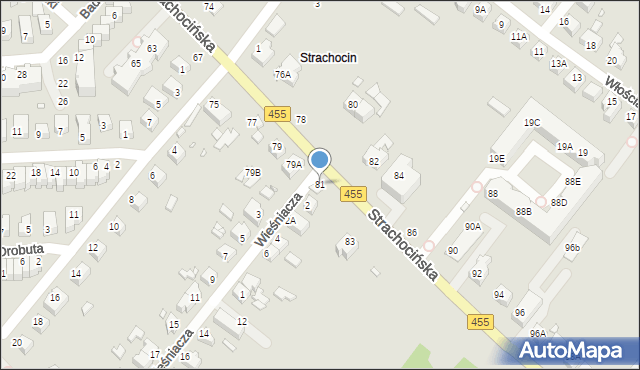 Wrocław, Strachocińska, 81, mapa Wrocławia