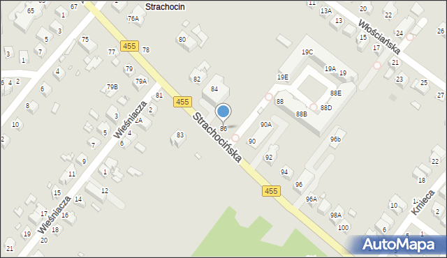 Wrocław, Strachocińska, 86, mapa Wrocławia