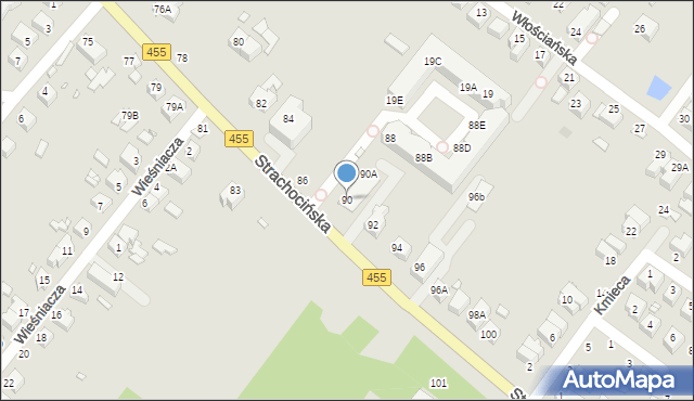 Wrocław, Strachocińska, 90, mapa Wrocławia