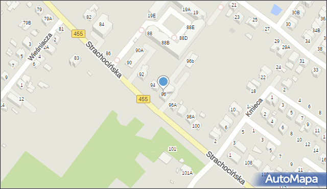 Wrocław, Strachocińska, 96, mapa Wrocławia