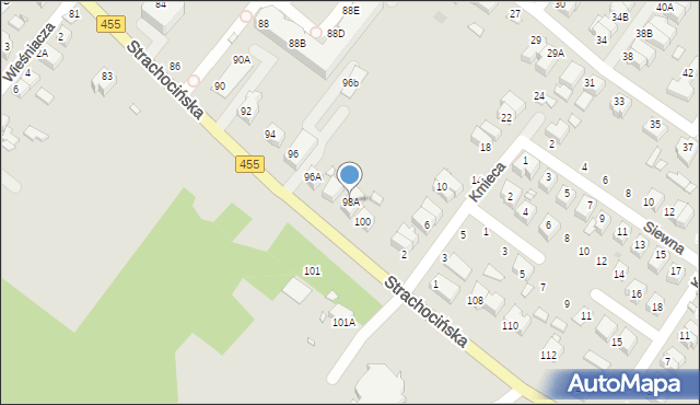 Wrocław, Strachocińska, 98A, mapa Wrocławia