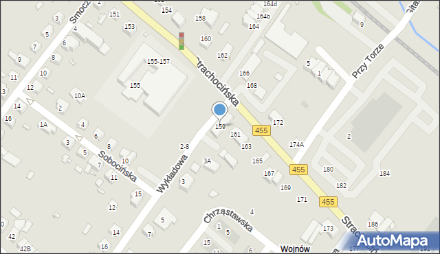 Wrocław, Strachocińska, 159, mapa Wrocławia