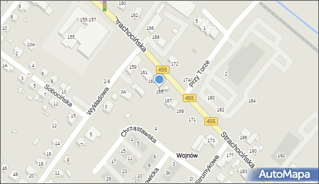 Wrocław, Strachocińska, 165, mapa Wrocławia