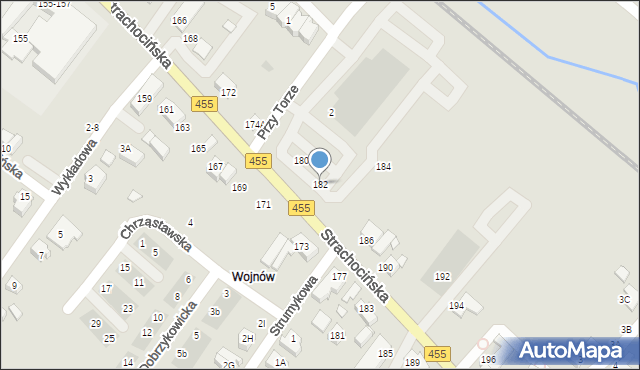 Wrocław, Strachocińska, 182, mapa Wrocławia