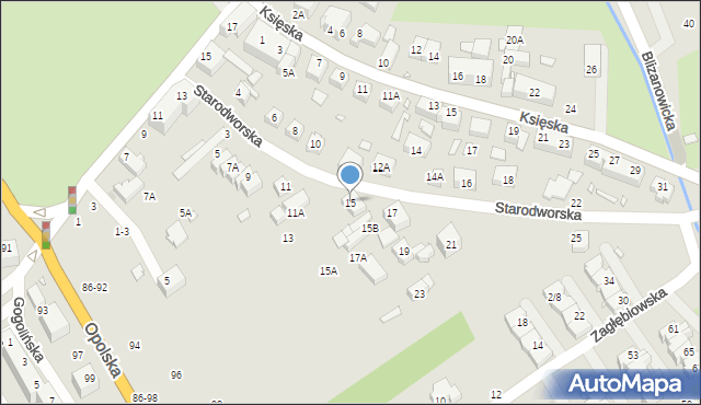 Wrocław, Starodworska, 15, mapa Wrocławia