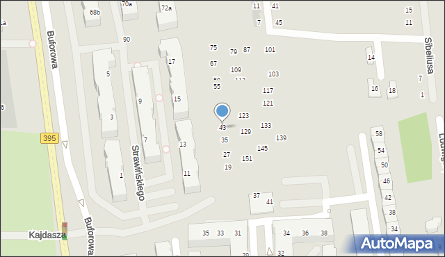 Wrocław, Strawińskiego Igora, 43, mapa Wrocławia