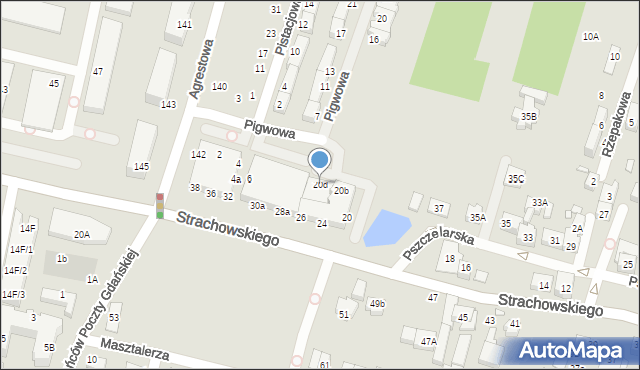 Wrocław, Strachowskiego Bartłomieja, 20d, mapa Wrocławia