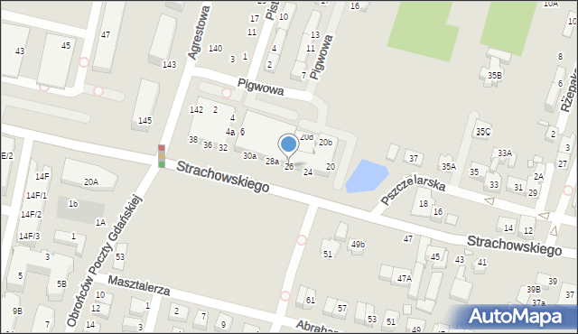 Wrocław, Strachowskiego Bartłomieja, 26, mapa Wrocławia