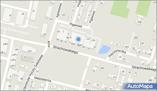 Wrocław, Strachowskiego Bartłomieja, 28a, mapa Wrocławia