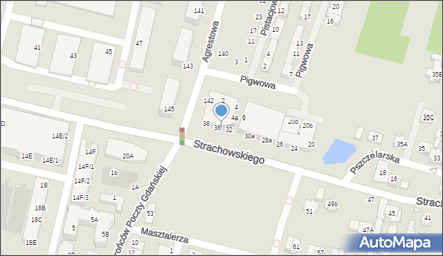 Wrocław, Strachowskiego Bartłomieja, 34, mapa Wrocławia