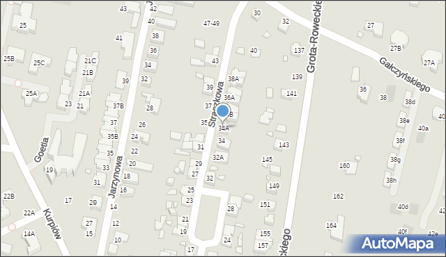Wrocław, Strączkowa, 34A, mapa Wrocławia