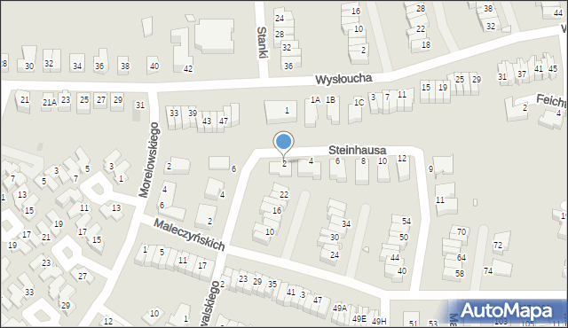 Wrocław, Steinhausa Hugona, 2, mapa Wrocławia