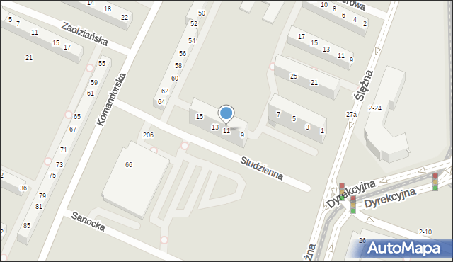 Wrocław, Studzienna, 11, mapa Wrocławia