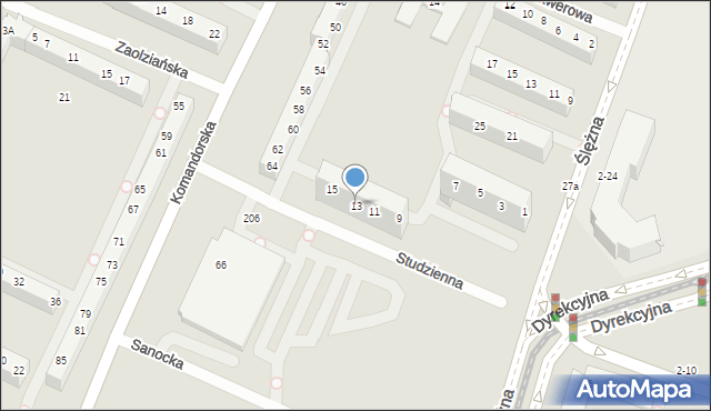 Wrocław, Studzienna, 13, mapa Wrocławia