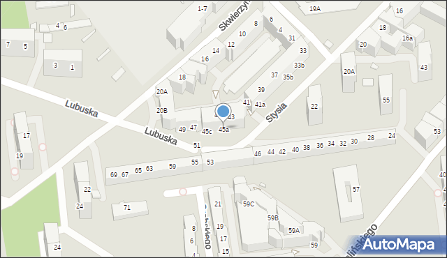 Wrocław, Stysia Wincentego, 45a, mapa Wrocławia