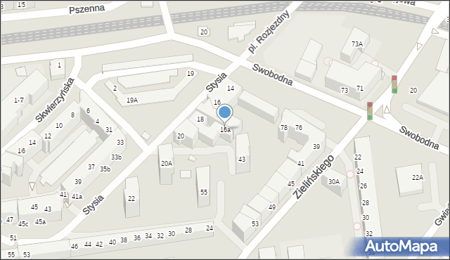 Wrocław, Stysia Wincentego, 16a, mapa Wrocławia