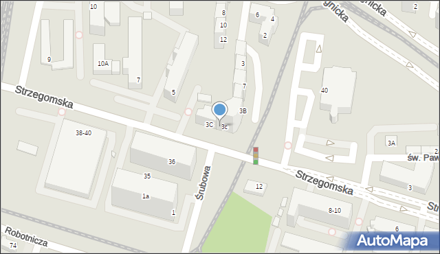 Wrocław, Strzegomska, 3b/3c, mapa Wrocławia