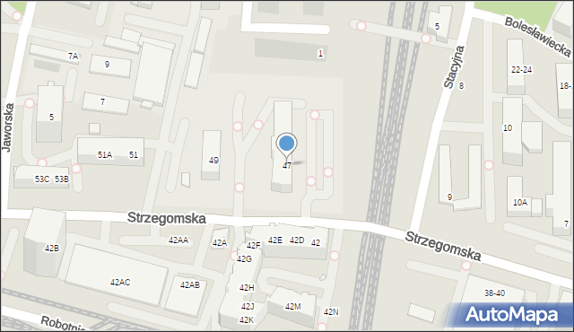 Wrocław, Strzegomska, 47, mapa Wrocławia