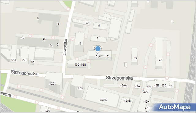 Wrocław, Strzegomska, 51A, mapa Wrocławia