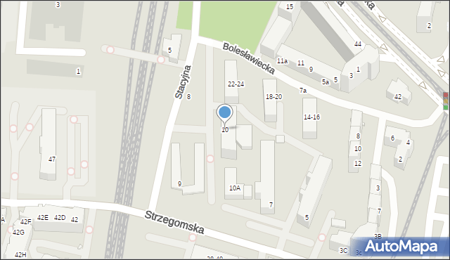 Wrocław, Stacyjna, 10, mapa Wrocławia
