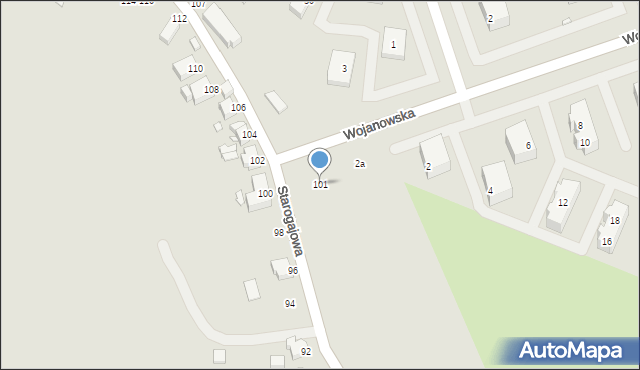 Wrocław, Starogajowa, 101, mapa Wrocławia