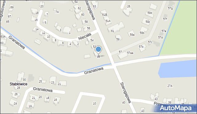 Wrocław, Starogajowa, 48, mapa Wrocławia