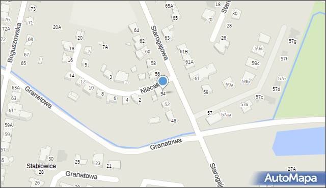 Wrocław, Starogajowa, 54, mapa Wrocławia