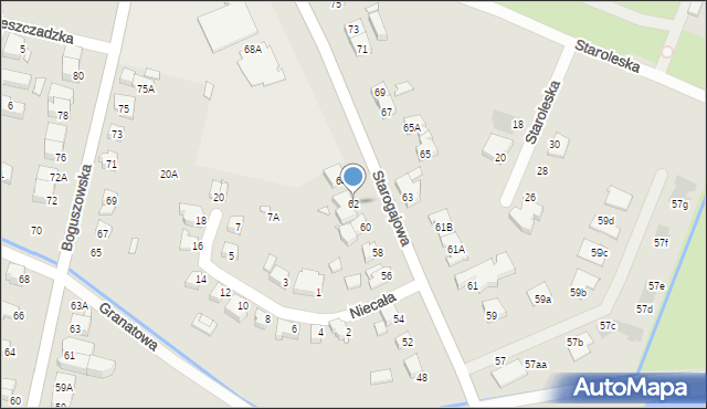 Wrocław, Starogajowa, 62, mapa Wrocławia