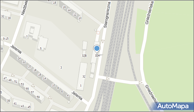 Wrocław, Starograniczna, 32A, mapa Wrocławia