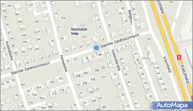 Wrocław, Stanów Zjednoczonych, 20, mapa Wrocławia