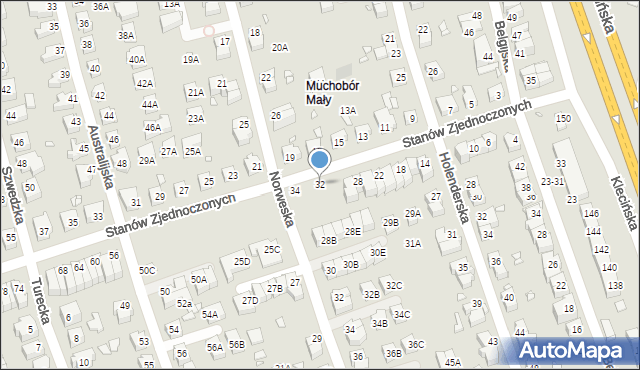 Wrocław, Stanów Zjednoczonych, 32, mapa Wrocławia