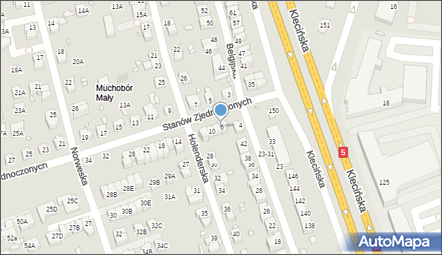 Wrocław, Stanów Zjednoczonych, 6, mapa Wrocławia