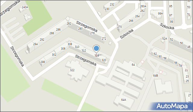 Wrocław, Strzegomska, 316, mapa Wrocławia