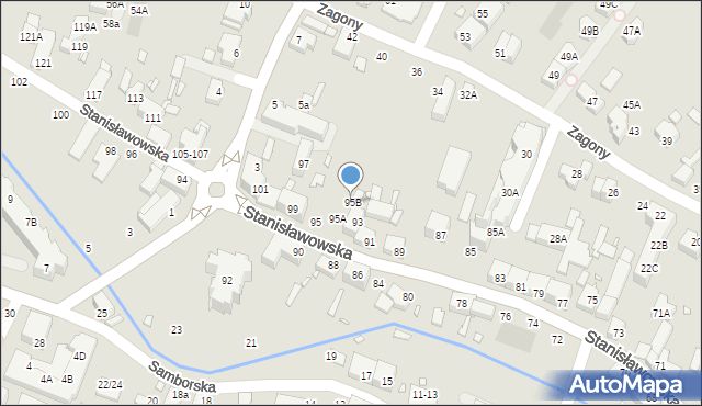 Wrocław, Stanisławowska, 95B, mapa Wrocławia