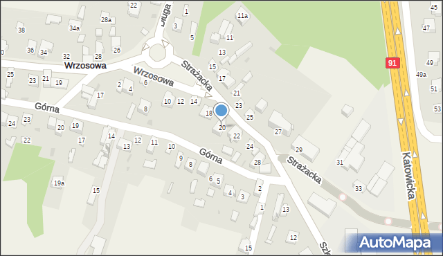 Wrzosowa, Strażacka, 20, mapa Wrzosowa