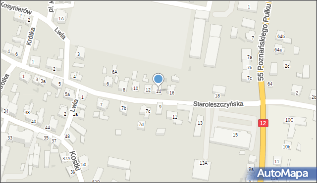Wschowa, Staroleszczyńska, 14, mapa Wschowa