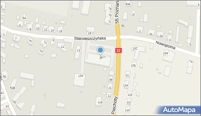 Wschowa, Staroleszczyńska, 15, mapa Wschowa
