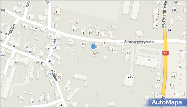 Wschowa, Staroleszczyńska, 7d, mapa Wschowa