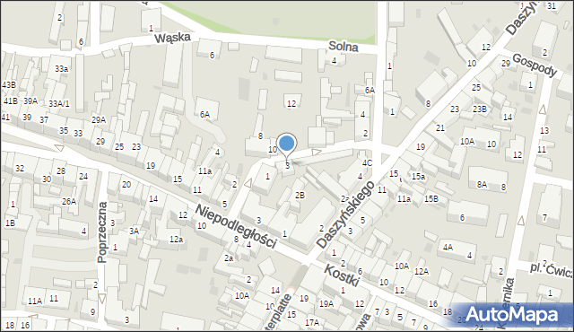 Wschowa, Strażacka, 3, mapa Wschowa