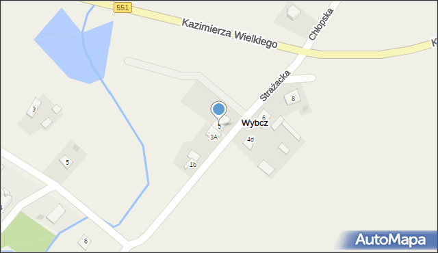 Wybcz, Strażacka, 5, mapa Wybcz