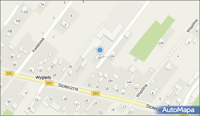 Wyględy, Stołeczna, 24A, mapa Wyględy