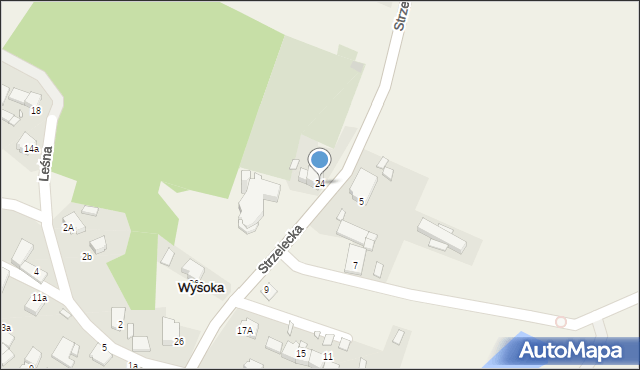 Wysoka, Strzelecka, 24, mapa Wysoka