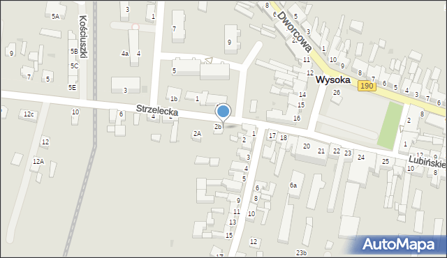 Wysoka, Strzelecka, 2c, mapa Wysoka