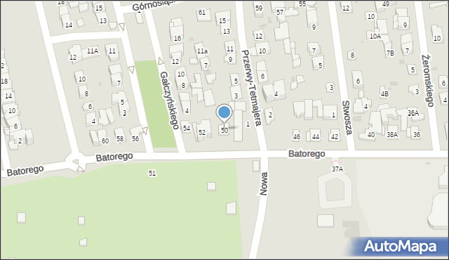 Ząbki, Stefana Batorego, 50, mapa Ząbki