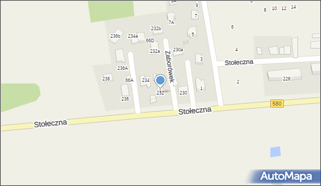 Zaborówek, Stołeczna, 232, mapa Zaborówek