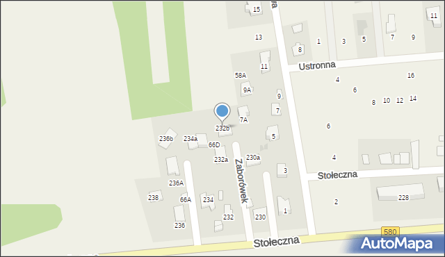 Zaborówek, Stołeczna, 232b, mapa Zaborówek