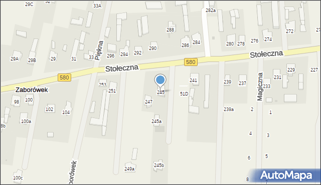 Zaborówek, Stołeczna, 245, mapa Zaborówek