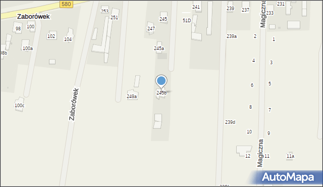 Zaborówek, Stołeczna, 245b, mapa Zaborówek