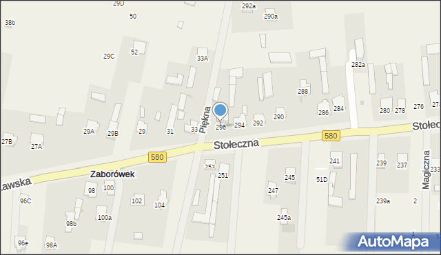 Zaborówek, Stołeczna, 296, mapa Zaborówek