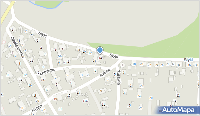 Zabrze, Styki Jana, 14, mapa Zabrza